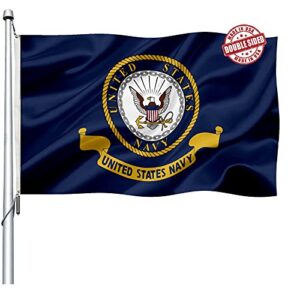 us navy emblem flag double sided 3x5 outdoor- heavy duty navy naval military flags -united state navy flags banner with 2 brass grommets 4 rows stitched