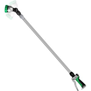 restmo 36”-60” (3ft-5ft) metal watering wand, long telescopic tube | 180° adjustable ratcheting head | 7 spray patterns | flow control, perfect garden hose sprayer to water hanging baskets, shrubs