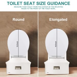 Miibox Removable Round Bowl White Toilet Seat, with Nonslip Grip-Tight Never Loosen Bumpers Prevent Shifting, No Slamming Slow and Quiet-Close Seat Cover, Quick Release Hinges for Easy Cleaning