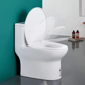 Miibox Removable Round Bowl White Toilet Seat, with Nonslip Grip-Tight Never Loosen Bumpers Prevent Shifting, No Slamming Slow and Quiet-Close Seat Cover, Quick Release Hinges for Easy Cleaning