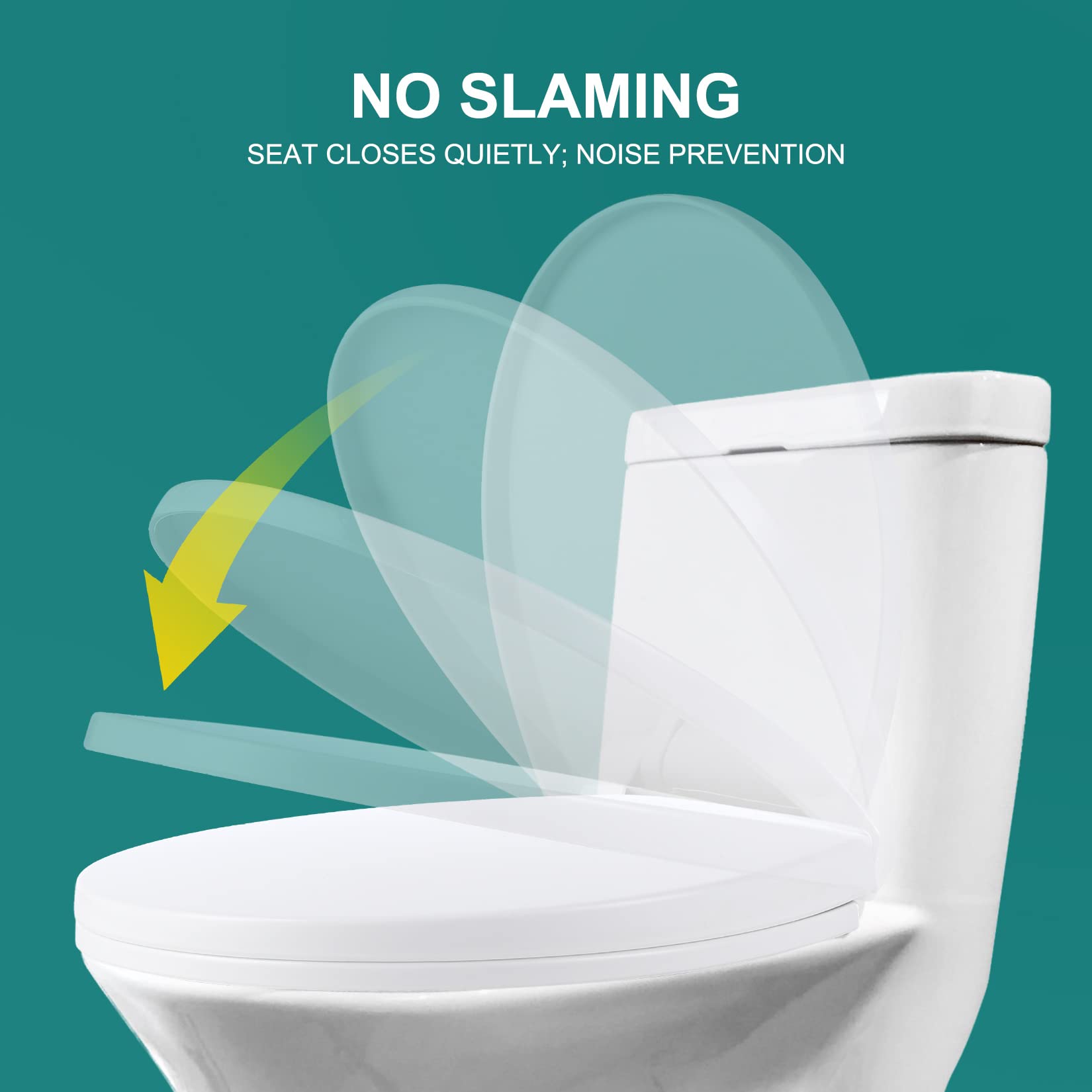 Miibox Removable Round Bowl White Toilet Seat, with Nonslip Grip-Tight Never Loosen Bumpers Prevent Shifting, No Slamming Slow and Quiet-Close Seat Cover, Quick Release Hinges for Easy Cleaning