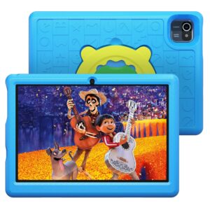 kids tablet 10 inch tablet for kids -android 10 tablet pc 10.1" display, 5000mah, kidoz pre installed, parental control, 32gb rom, quad core processor, wi-fi, bluetooth, kid-proof case, blue