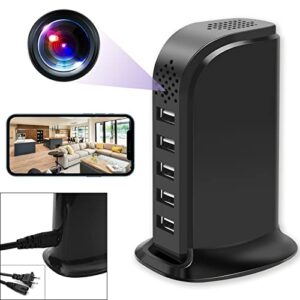 spy hidden camera, wifi usb charger camera 5-port usb hub 1080p wireless security nanny cam mini video recorder with motion detection, support ios/android, no audio