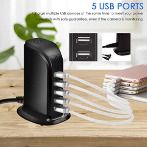 Spy Hidden Camera, WiFi USB Charger Camera 5-Port USB Hub 1080P Wireless Security Nanny Cam Mini Video Recorder with Motion Detection, Support iOS/Android, No Audio