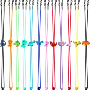 weewooday 12 pieces kids eyeglass strap for glasses adjustable cartoon dinosaur glasses lanyard stretchy anti-slip sunglasses cord eye glasses string strap for boys girls adult