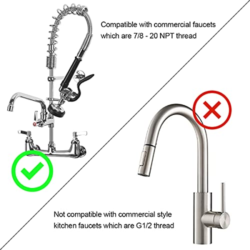 Pre-Rinse Spray Valve Head KOLLNIUN Industrial Commercial Kitchen Sink Sprayer Nozzle Replacement 1.42 GPM High Pressure Pre Rinse Spray Face for Restaurant Dishwasher, Chrome Finished-Black