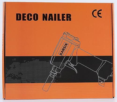 KAMSIN Pneumatic Decorative Nailer 9.60-20.30mm (3/8-Inch to 3/4-inch) Head Diameter Air Power Tack Nail Gun Finish Nailer Deco Tacks Gun for Upholstering, Sofa Leather, Furniture (1820 Deco Nailer)