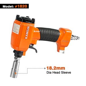 KAMSIN Pneumatic Decorative Nailer 9.60-20.30mm (3/8-Inch to 3/4-inch) Head Diameter Air Power Tack Nail Gun Finish Nailer Deco Tacks Gun for Upholstering, Sofa Leather, Furniture (1820 Deco Nailer)