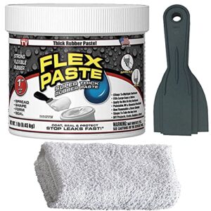 flex seal flex paste white, 1lb - leak repair kit with putty knife set + daley mint cleaning towel | quickly fills cracks, holes, gaps