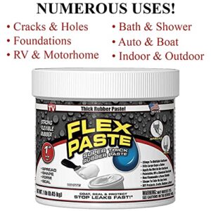 Flex Seal Flex Paste White, 1lb - Leak Repair Kit with Putty Knife Set + Daley Mint Cleaning Towel | Quickly Fills Cracks, Holes, Gaps