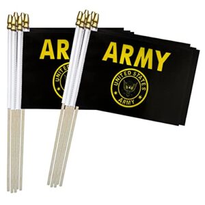 tsmd us army gold crest stick flags small mini hand held military flags decorations,5x8 inch,12 pack