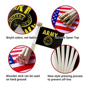 TSMD US Army Gold Crest Stick Flags Small Mini Hand Held Military Flags Decorations,5x8 Inch,12 Pack