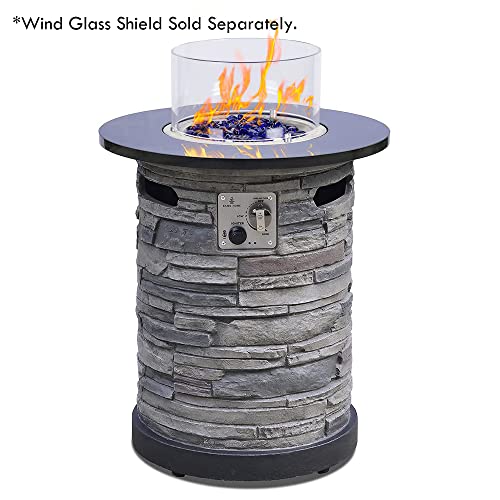 BAIDE HOME Borosilicate Glass Wind Shield for BAIDE HOME Patio Fire Pit Column Series, Round 11.81- Inch x 4.5-Inch Tall, Three Aluminium Holders