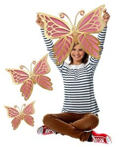 large butterfly party decoration paper butterfly in 3 different sizes giant butterfly large butterfly prop (gold and pink)