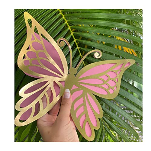 Large Butterfly Party Decoration paper Butterfly in 3 different sizes Giant butterfly Large Butterfly prop (Gold and Pink)