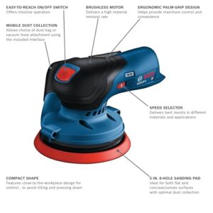 BOSCH GEX12V-5N 12V Max Brushless 5 In. Random Orbit Sander (Bare Tool)