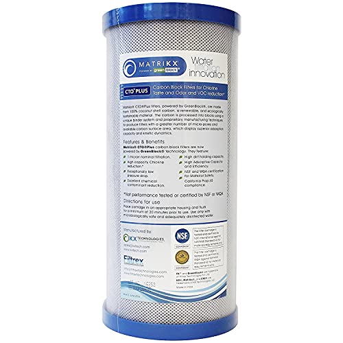 KX Technologies 01 450 10 MATRIKX 10 x 45 MatriKX CTO Plus 1 Micron ChlorineChloramine VOC Reduction Filter