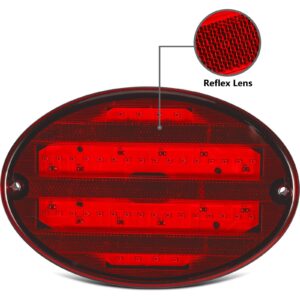 Partsam 2Pcs 8.5" Oval Led Tail Lights 40LED Red for Trailer RV Motorhome Airstream Oval Led Stop Turn Tail Lights Surface Mount Taillights Replacement Lights IP68 Submersible w/Mounting Gaskets