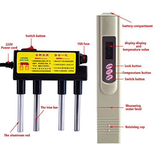 Water Quality Tester Water Quality Testing Electrolysis Iron Bars + Digital TDS Tester Meter for Testing Various Water Sources