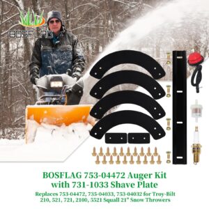 BOSFLAG 753-04472 Auger Kit with 731-1033 Shave Plate Replaces MTD 735-04032, 735-04033, 735 04033 for White Outdoor SB221, SB521, SB721, Troy-Bilt 210, 2100, 521, 5521, 721, Squall 21" Snow Throwers