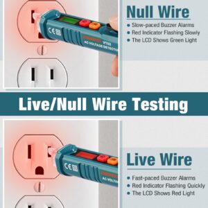 Non-Contact Voltage Tester, Dual Range Voltage Tester AC 12V-1000V/48V-1000V, ENGiNDOT Live/Null Wire Tester, Electrical Tester with LCD Display, Buzzer & Light Alarm, Breakpoint Test (Blue)