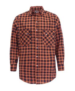 ticomela fr shirt for men flame resistant shirts 6.5oz light weight orange/black plaid men's fire retardant snap shirts
