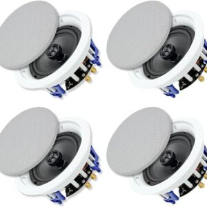 Herdio 6.5 inch 640 Watts Ceiling Speakers 2 Way Flush Mount Passive Perfect for Office,Kitchen,Living Room,Bathroom(4 Speakers)