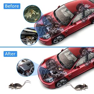 MAGIC CAT Under Hood Animal Repeller, Ultrasonic Waterproof Rodent Repellent for Car Engines, Battery Operated Rat Deterrent Rodent Defense Vehicle with LED Strobe Lights to Scare Mice Away (2 Pack)