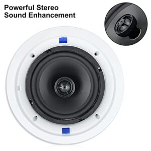 Herdio 6.5 Inch Bluetooth Ceiling Speakers 320W 2-Way Flush Mount in Wall Speakers for Home Bathroom Kitchen Office with Full Range Superior Sound,HCS-818BT