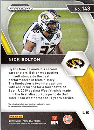 2021 Panini Prizm Draft Picks #148 Nick Bolton Missouri Tigers (RC - Rookie Card) NFL Football Card NM-MT