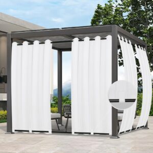 easy-going outdoor curtains waterproof windproof weatherproof curtain for patio, cabana, porch, pergola and gazebo, grommet top and tab bottom drape, 1 panel, 54x84 inch, white