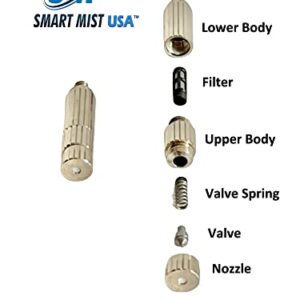 Smart Mist USA App Controlled High Pressure Misting System Kit 1000 PSI 60' Stainless Steel Tubing 30 Nozzles Patio Misting System Kit .4 gpm (.006" Nozzle for Most hot climates)