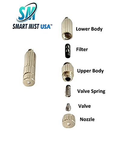 Smart Mist USA App Controlled High Pressure Misting System Kit 1000 PSI 60' Stainless Steel Tubing 30 Nozzles Patio Misting System Kit .4 gpm (.006" Nozzle for Most hot climates)