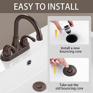 Fransiton Bathroom Sink Stopper, 1.1-1.77 Inch Basin Pop Up Sink Drain Stopper, Anti Clogging Drain Plug with Detachable Hair Catcher, Dark Bronze