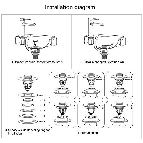 Fransiton Bathroom Sink Stopper, 1.1-1.77 Inch Basin Pop Up Sink Drain Stopper, Anti Clogging Drain Plug with Detachable Hair Catcher, Dark Bronze