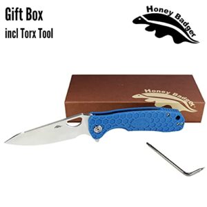 Western Active Honey Badger Leaf Pocket Knife for Men and Women - Folding Pocket Knife with Clip, Outdoor Camping Knife, Lightweight Pocket Knife, Folding Knife - Small Blue