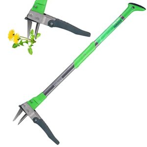 grootpow wp5 weed puller tool, stand up weeder with 40" handle, 3 claws & fiberglass foot pedal, weeding tool made with cast-aluminum, easily remove weeds without bending or kneeling