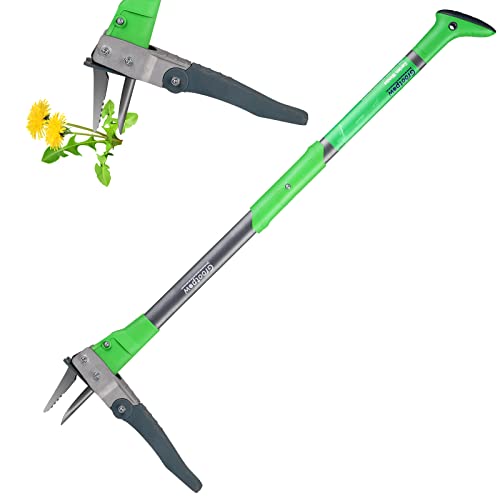 Grootpow WP5 Weed Puller Tool, Stand Up Weeder with 40" Handle, 3 Claws & Fiberglass Foot Pedal, Weeding Tool Made with Cast-Aluminum, Easily Remove Weeds Without Bending or Kneeling