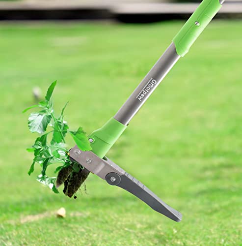 Grootpow WP5 Weed Puller Tool, Stand Up Weeder with 40" Handle, 3 Claws & Fiberglass Foot Pedal, Weeding Tool Made with Cast-Aluminum, Easily Remove Weeds Without Bending or Kneeling