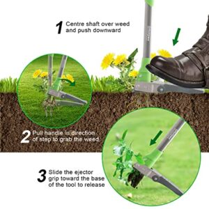 Grootpow WP5 Weed Puller Tool, Stand Up Weeder with 40" Handle, 3 Claws & Fiberglass Foot Pedal, Weeding Tool Made with Cast-Aluminum, Easily Remove Weeds Without Bending or Kneeling