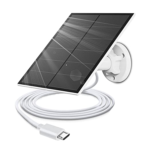 Solar Panel for Wireless Outdoor Security Camera, IP 66 Waterproof 5W Micro USB Solar Panels with 10ft Cable, Continuous Power Supply for Rechargeable Solar Powered Cameras