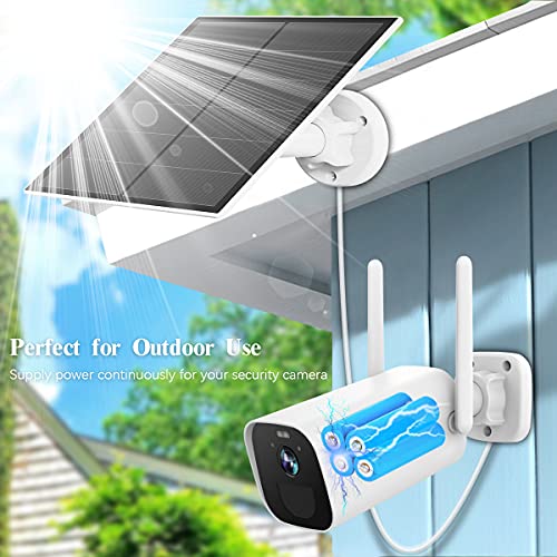 Solar Panel for Wireless Outdoor Security Camera, IP 66 Waterproof 5W Type-C Solar Panels with 10ft Cable, Continuous Power Supply for Rechargeable Solar Powered Cameras