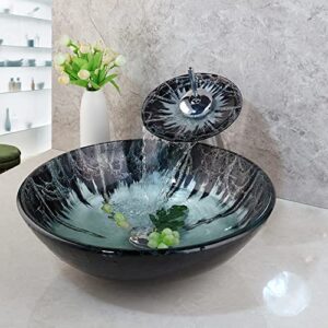globaosalu shining bathroom vessel sinks round tempered glass basin bowls above counter vessel sinks for bathrooms glass vessel sinks bowl sinks for bathrooms with faucet and drain combo