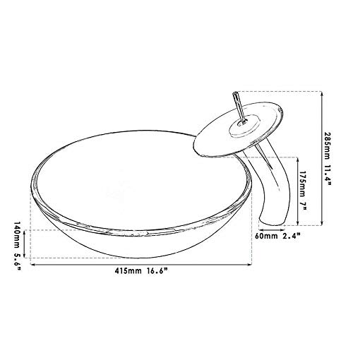 GLOBAOSALU Shining Bathroom Vessel Sinks Round Tempered Glass Basin Bowls Above Counter Vessel Sinks for Bathrooms Glass Vessel Sinks Bowl Sinks for Bathrooms with Faucet and Drain Combo