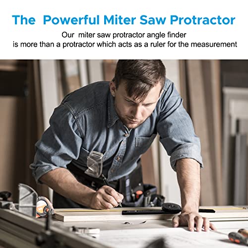 Miter Saw Protractor, Professional Miter Saw Protractor Angle Finder Replaces the Model #505P-7 Miter Saw Protractor with Measuring Rulers for Angle Finder Carpentry, Crown Molding Tool & Baseboard