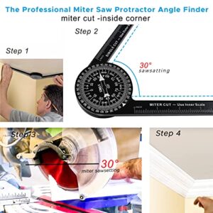 Miter Saw Protractor, Professional Miter Saw Protractor Angle Finder Replaces the Model #505P-7 Miter Saw Protractor with Measuring Rulers for Angle Finder Carpentry, Crown Molding Tool & Baseboard