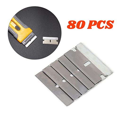 80 PCS Razor Blades, Stainless Steel Single Edge Razor Blade for Standard Scraper Tool, Heavy Duty Scraper Blades Replacement and Box Cutters