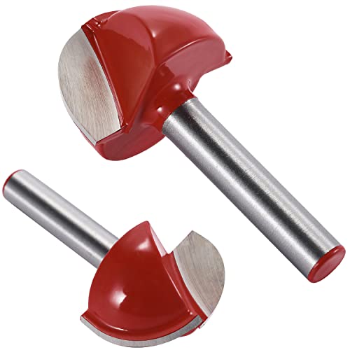 Baihens 1/4 Inch Shank Cove Box Router Bit Set Solid Double Flute Nose Bits Woodworking Tool- 1/4inches 5/16inches 3/8inches 1/2inches 5/8inches 3/4inches 7/8inches 1 Diameter Core Box Milling(8 Pcs)