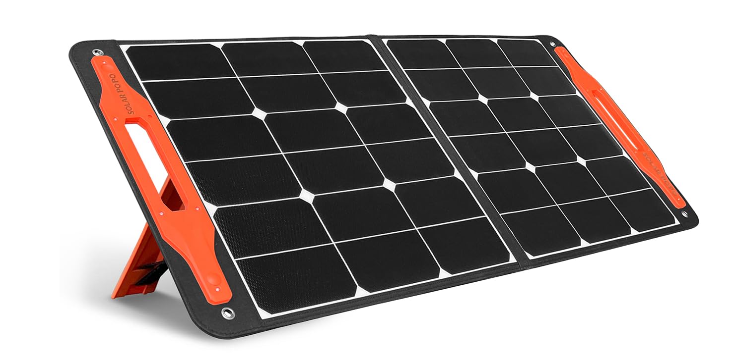 SOLAR POPO 100W Portable Solar Panels Foldable Solar Panel Charger US Solar Cells with USB Outputs for Power Station Generator Phones Tablets Outdoor Camping RV Trips Adventures