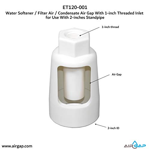 Water Softener/Filter Air/Condensate Air Gap With 1-inch Threaded Inlet for Use With 2-inches Standpipe (ET120-001, G-200, DLA-G20)